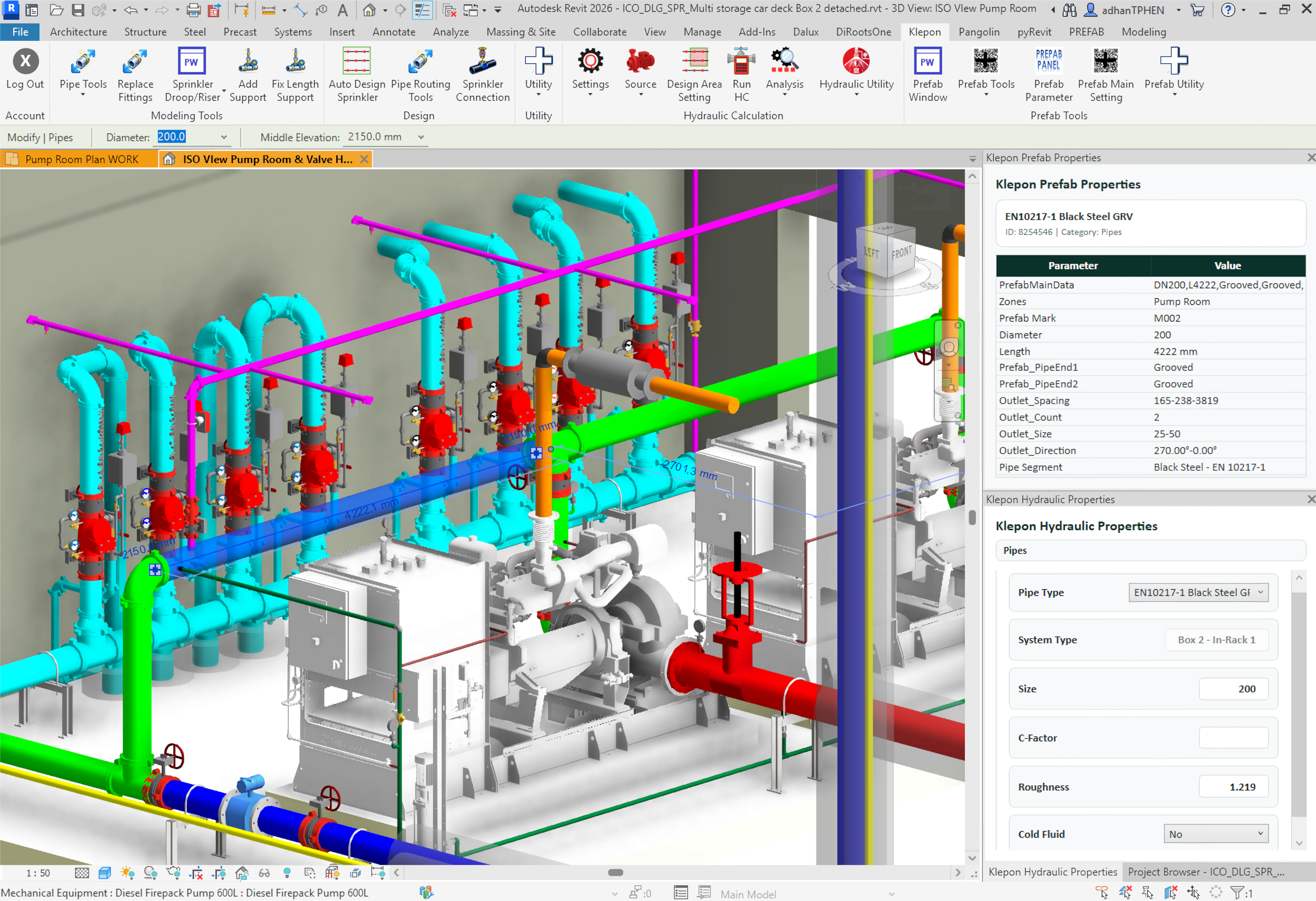 Revit fire system model screenshot